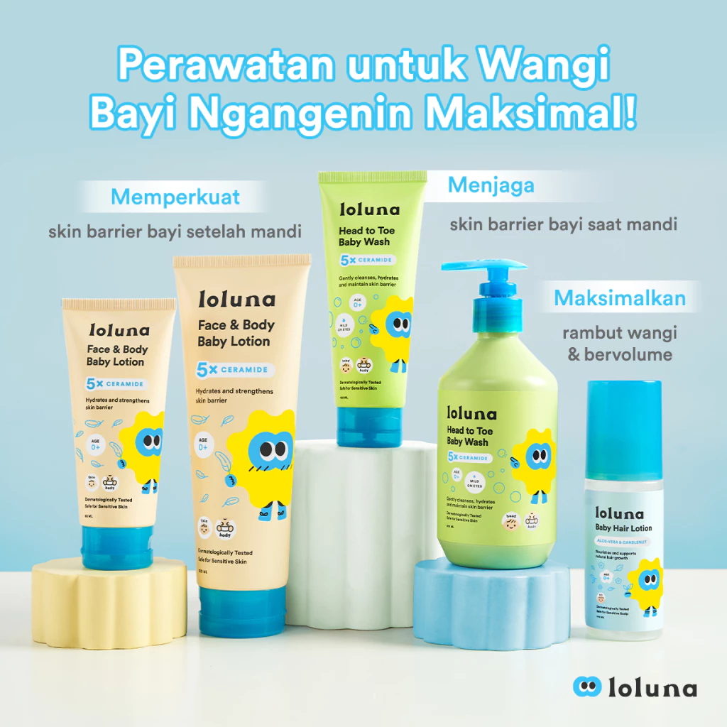 Loluna Face and Body Baby Lotion | Losion Krim Muka dan Kulit Anak Bayi