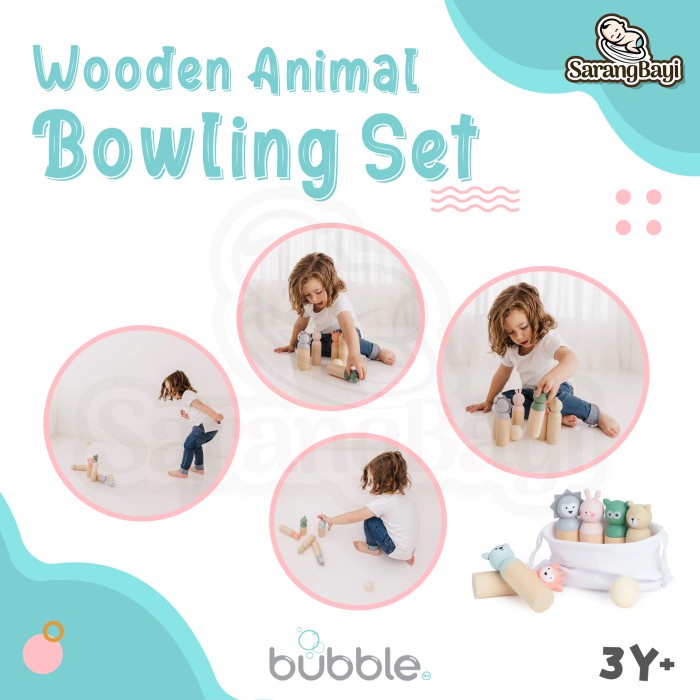 Bubble Wooden Animal Bowling Set / Mainan Kayu Edukasi Anak