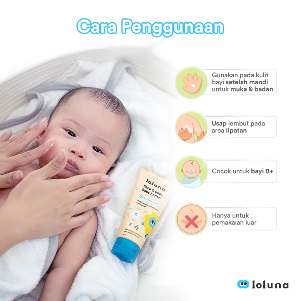 Loluna Face and Body Baby Lotion | Losion Krim Muka dan Kulit Anak Bayi