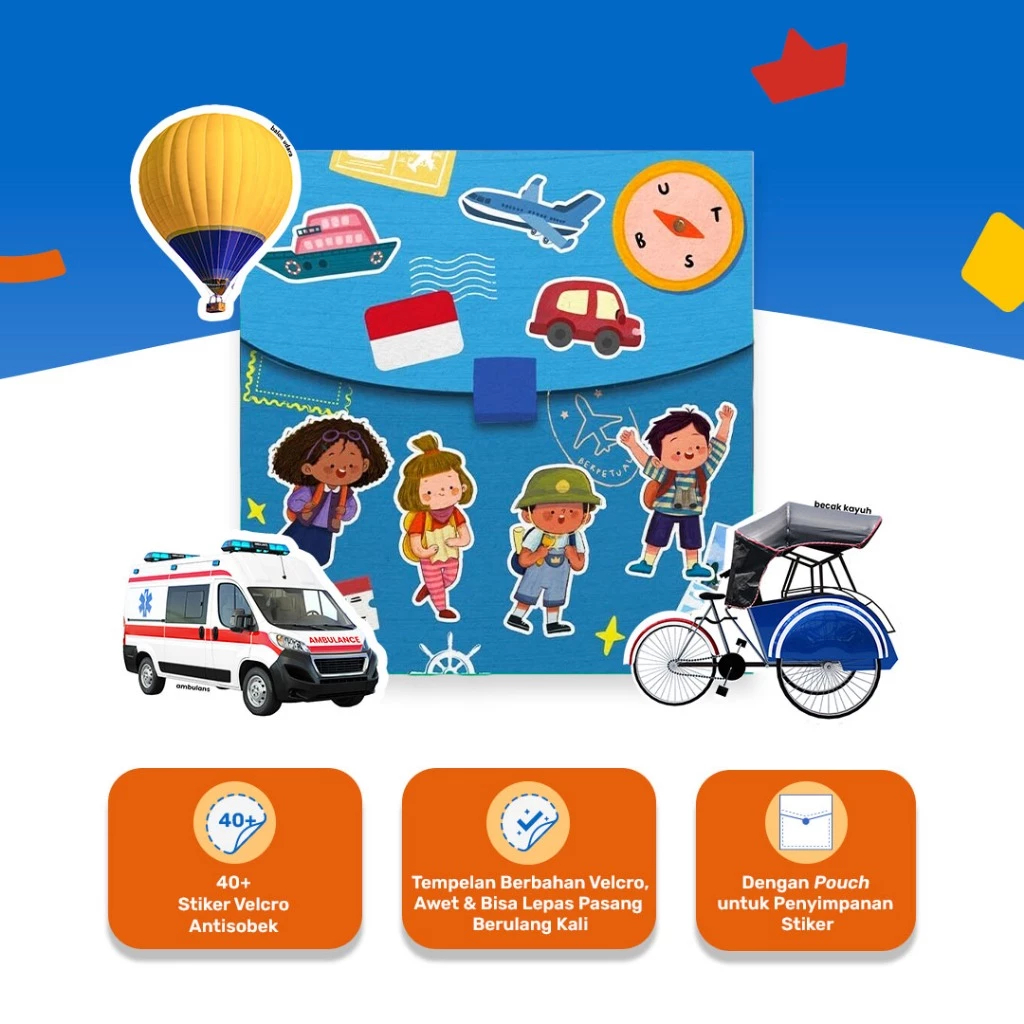Tentang Anak Activity Busy Book / Velcro Sticker Busy Book Stiker Lepas Pasang / Wipe and Clean Board Book / Buku Aktivitas Anak Hewan Transportasi Senandung Kejora / Quiet Book
