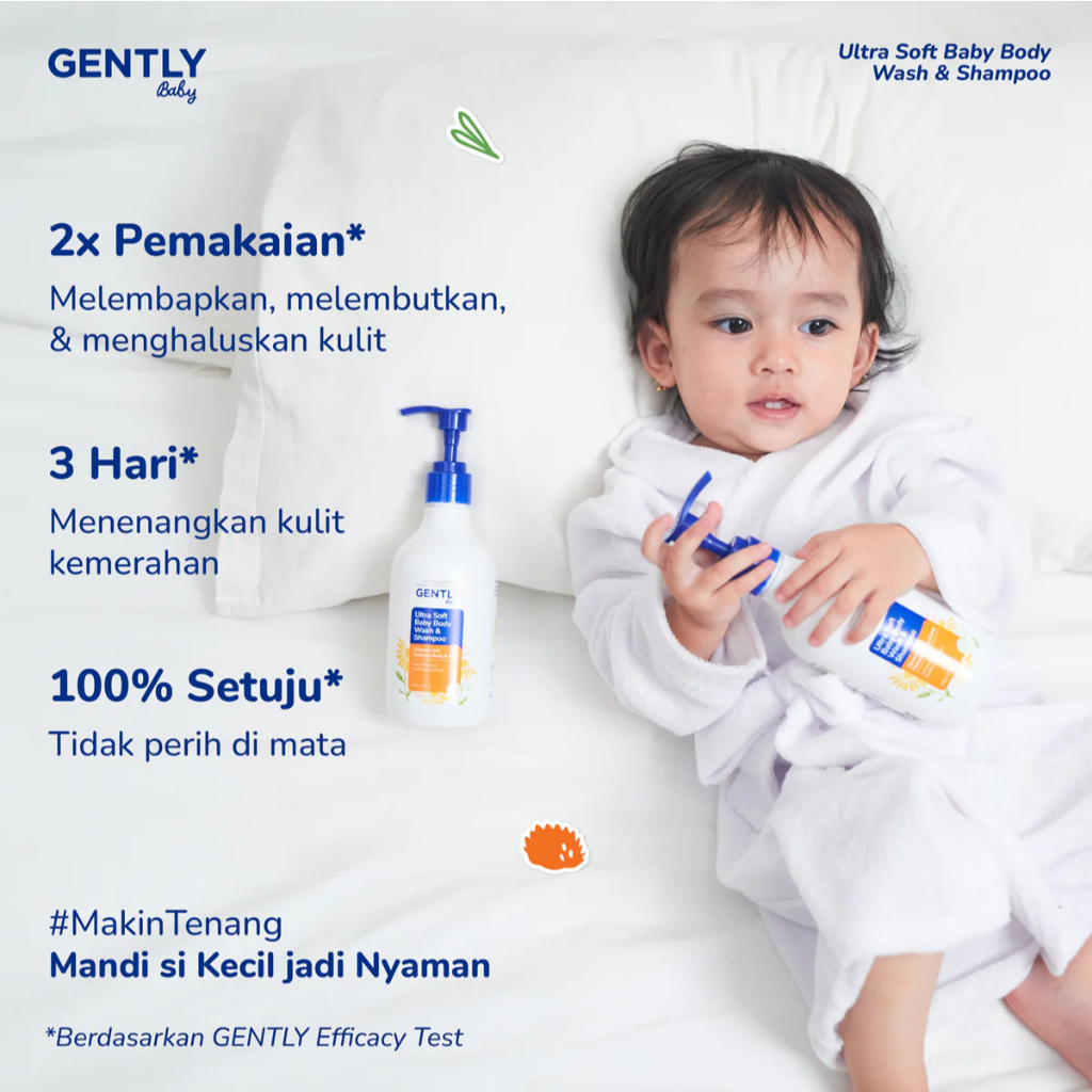 Gently Baby Ultra Soft Body Wash and Shampoo | Sabun Sampo Mandi Pembersih Badan dan Rambut Anak Bayi