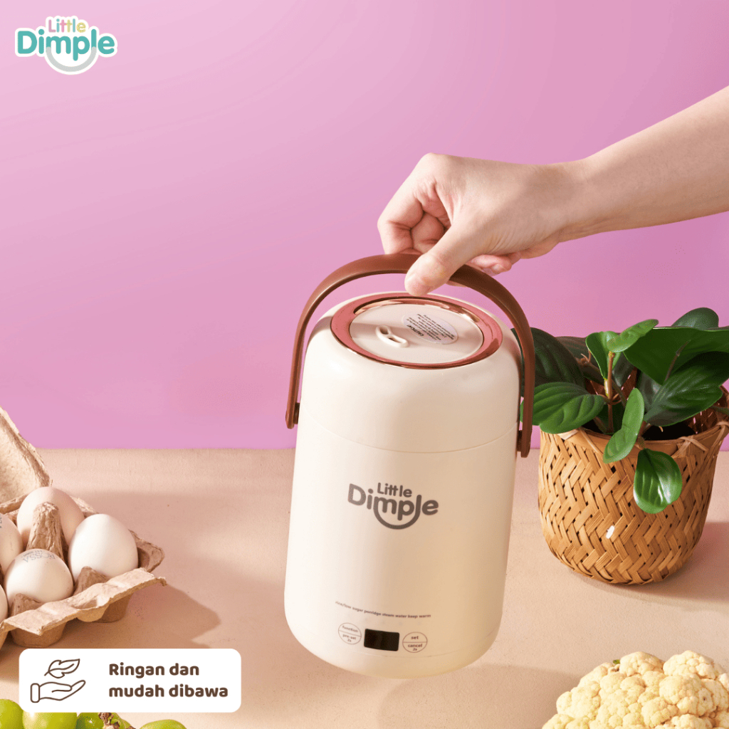 Little Dimple Mini Portable Cooker MEC 838 / Alat Masak Multifungsi Mpasi Bayi | Multicooker Cooker Mini / Electric Kettle / Electric Steamer / Insulated Food Jar / Low Sugar Rice Cooker