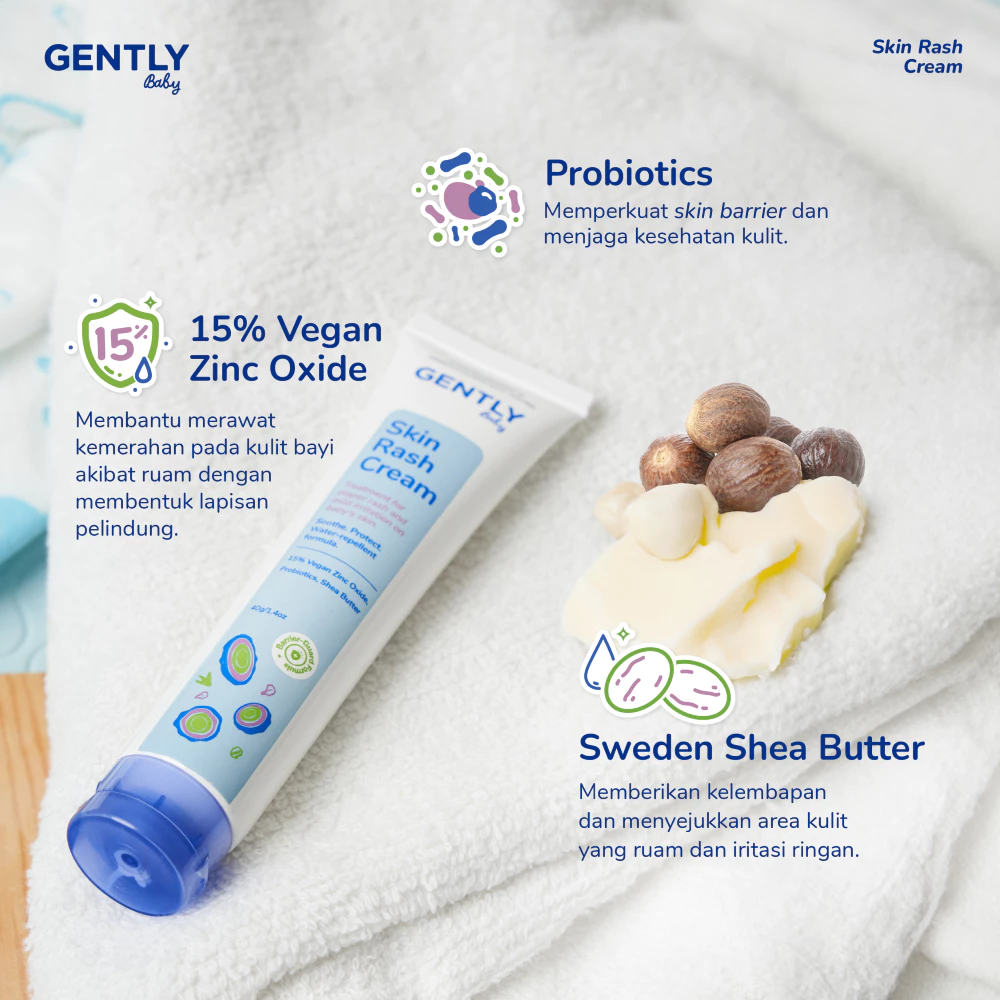 Gently Baby Skin Rash Cream / Krim Ruam Popok Anak Bayi