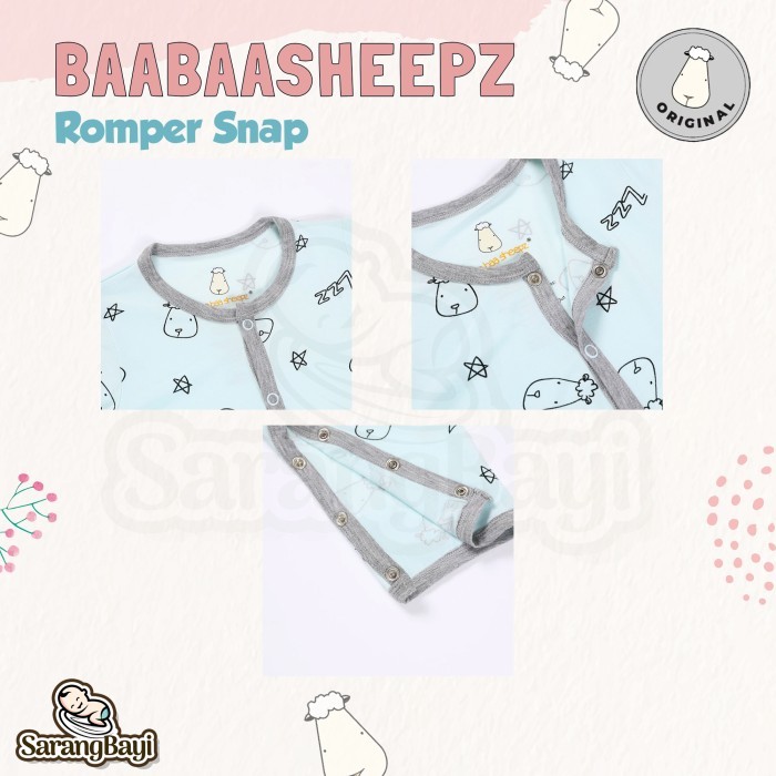 Baabaasheepz Bamboo Romper Snap Long Sleeve / Jumper Jumpsuit Lengan Panjang Baju Tidur Bayi