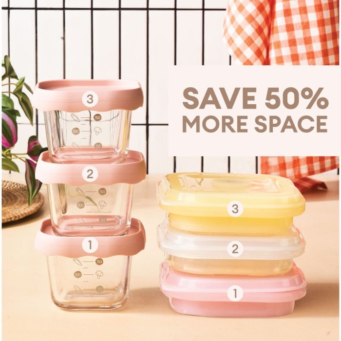 Little Dimple Pack and Fold Collapsible Silicone Food Container / Kotak Wadah Silikon Makan Mpasi Lipat