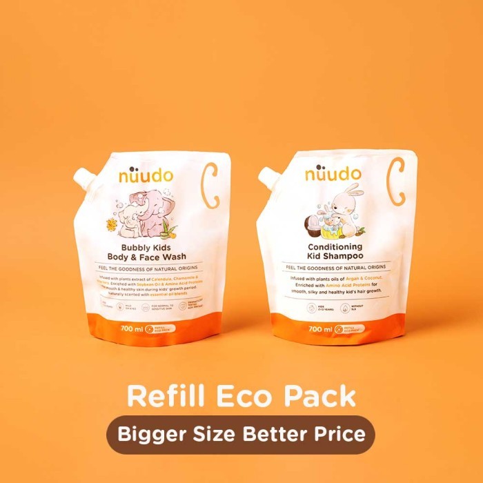 Nuudo Refill Ecopack 700ml / Conditioning Kids Shampoo Bubbly Kids Body and Face Wash