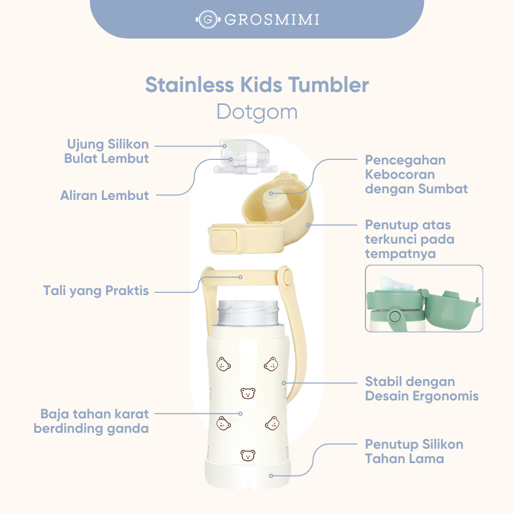 Grosmimi Stainless Kids Tumbler 300ml / Tumblr Botol Minum Anak
