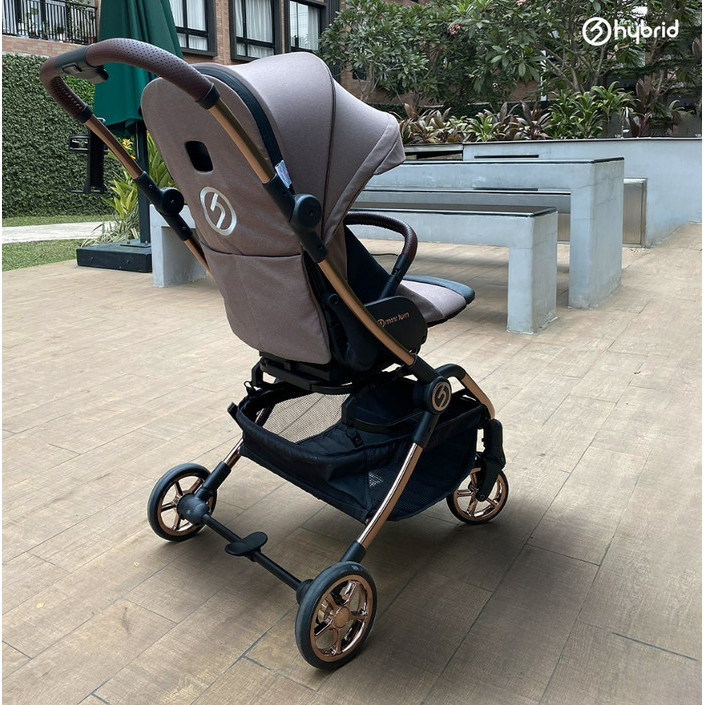 Hybrid Premium Mini Turn Stroller / Reversible Stroller | Black Champagne Caramel Bronze All Black