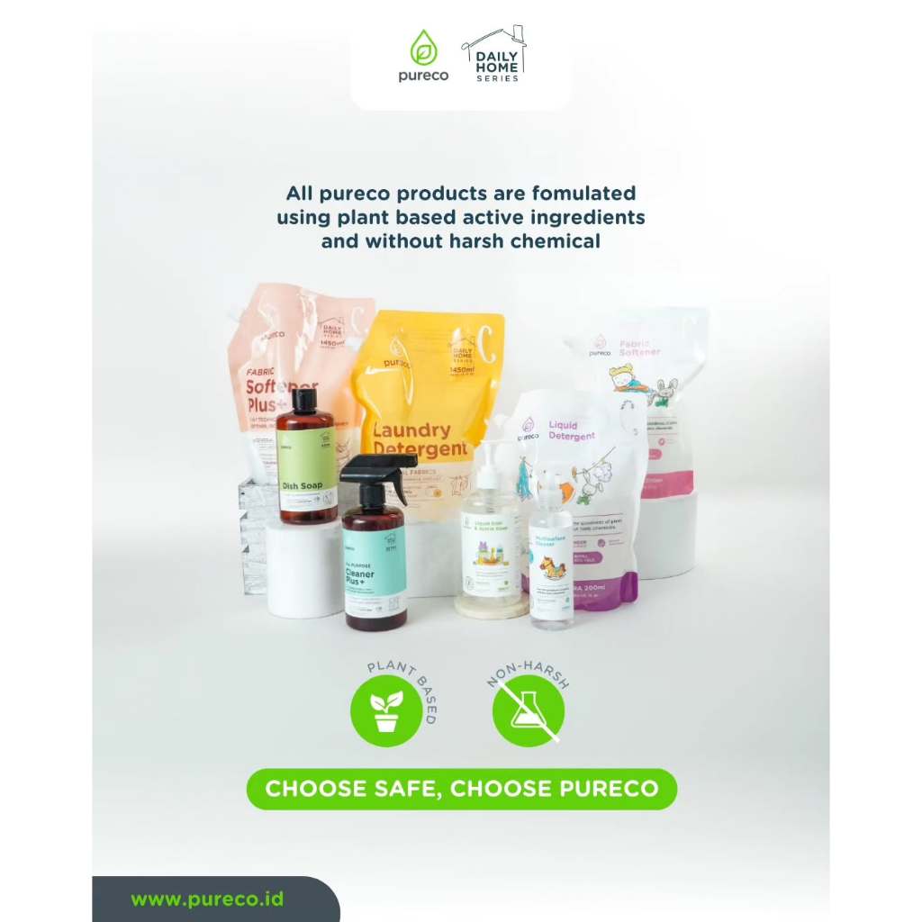 Pureco Refill Pouch Eco Pack 1450ml / Liquid Detergent Liquid Dish and Bottle Soap Liquid Handsoap Fabric Softener Daily Home