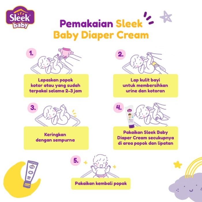 Sleek Baby Natural Antibacterial Diaper Cream Tube 80ml