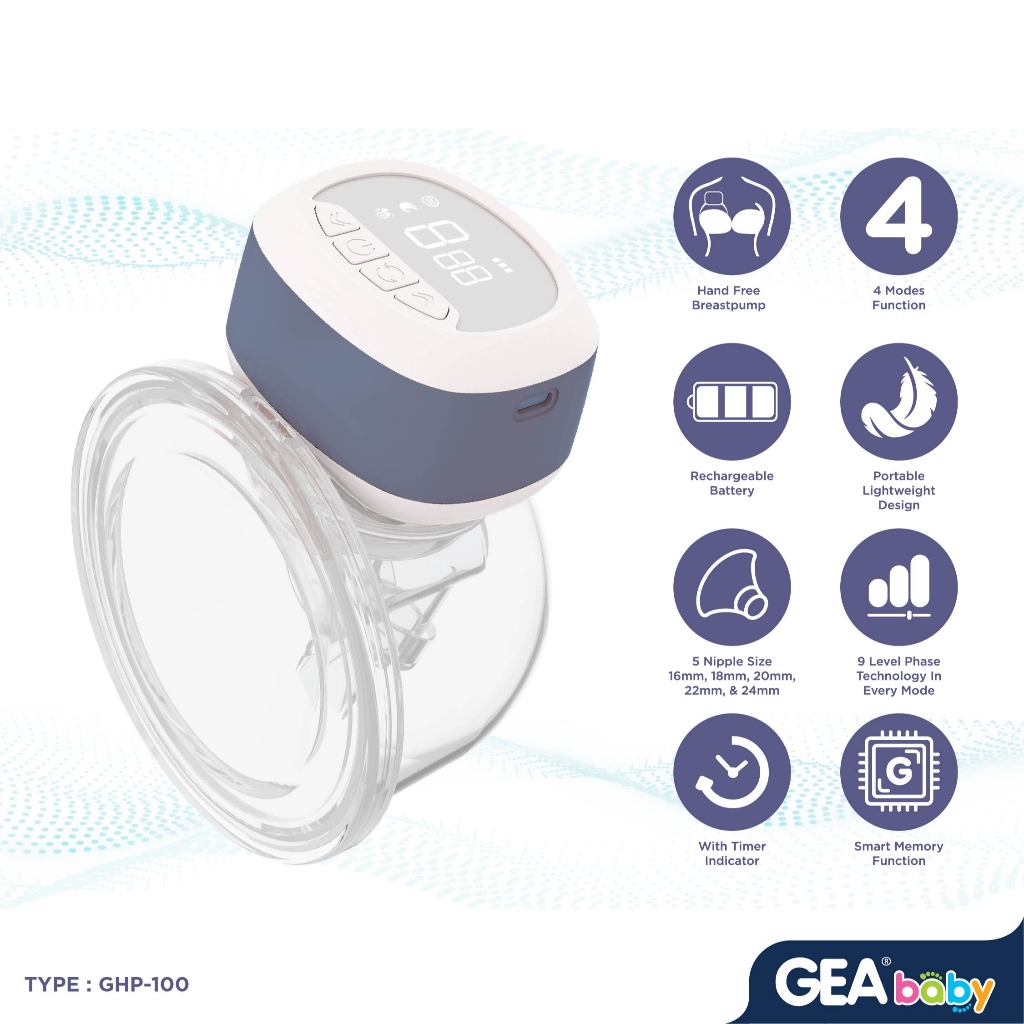 GEA Baby Cello Veola Handsfree Breastpump GHP 100 | Pompa Asi Elektrik / Portable Wearable Pumping