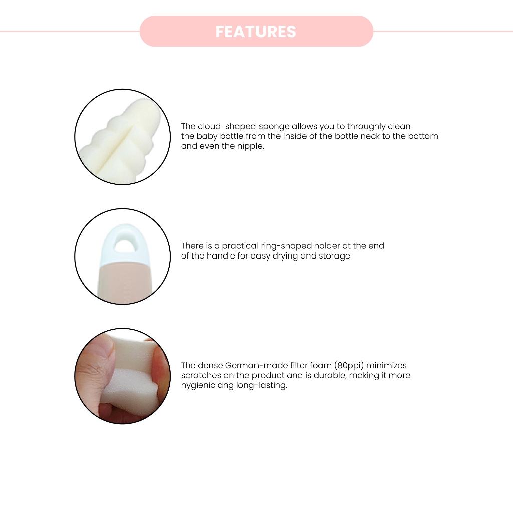 Grosmimi Easy Foam Brush Bottle & Teat / Sikat Cuci Botol
