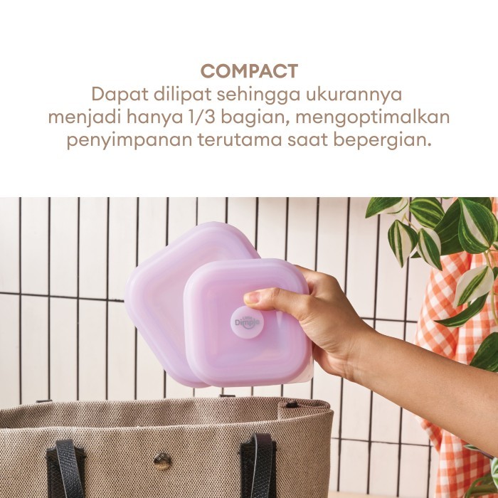 Little Dimple Pack and Fold Collapsible Silicone Food Container / Kotak Wadah Silikon Makan Mpasi Lipat