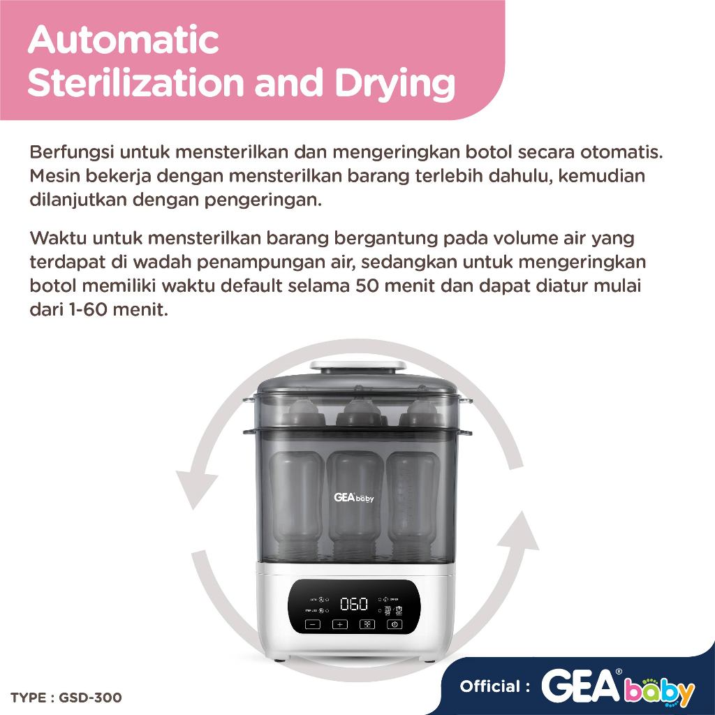 GEA Baby Swift Multifunction Sterilizer Dryer Warmer GSD 300 / Steril Pengering Penghangat Botol Susu Bayi