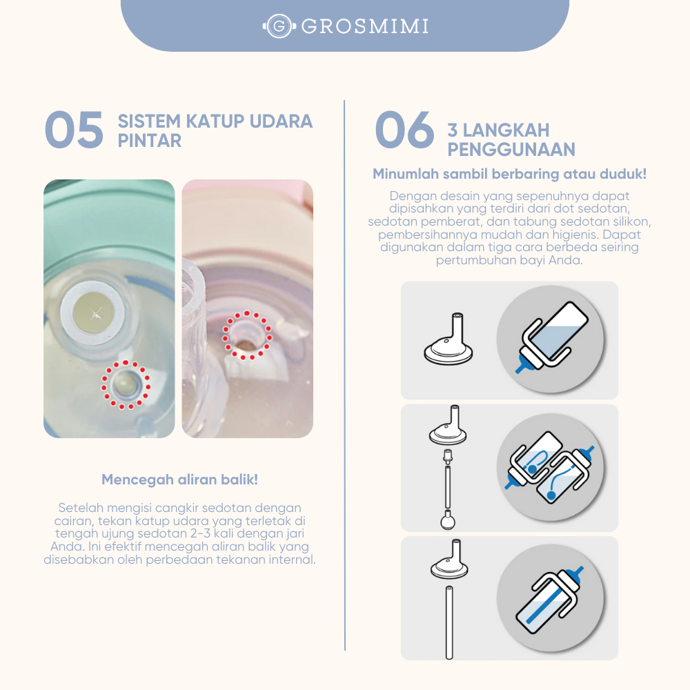 Grosmimi PPSU Weighted Straw Cup 200ml / Botol Minum Training Sedotan dengan Pemberat Anak Bayi