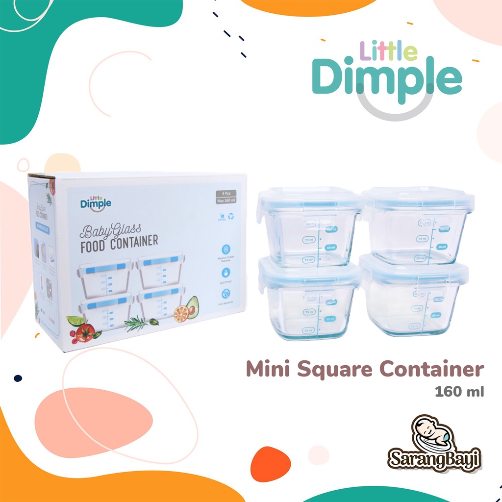 Little Dimple Mini Square Baby Food Container Mpasi Snack Container