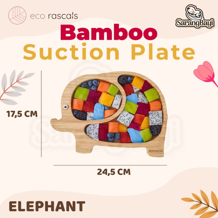 Eco Rascals Bamboo Elephant Suction Plate / Piring Suction Anak
