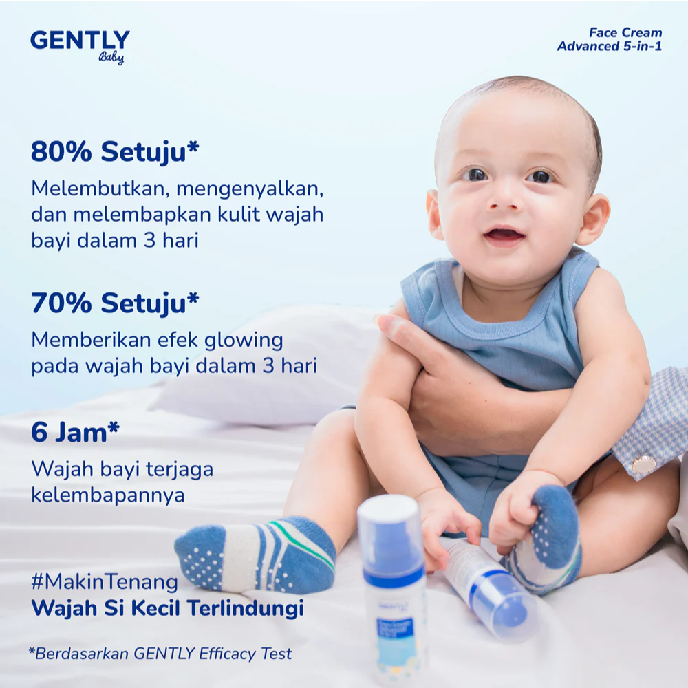 Gently Baby Face Cream Advanced 5in1 with 3x Ceramide & 4D Hyaluronic / Krim Muka Anak Bayi 5 in 1