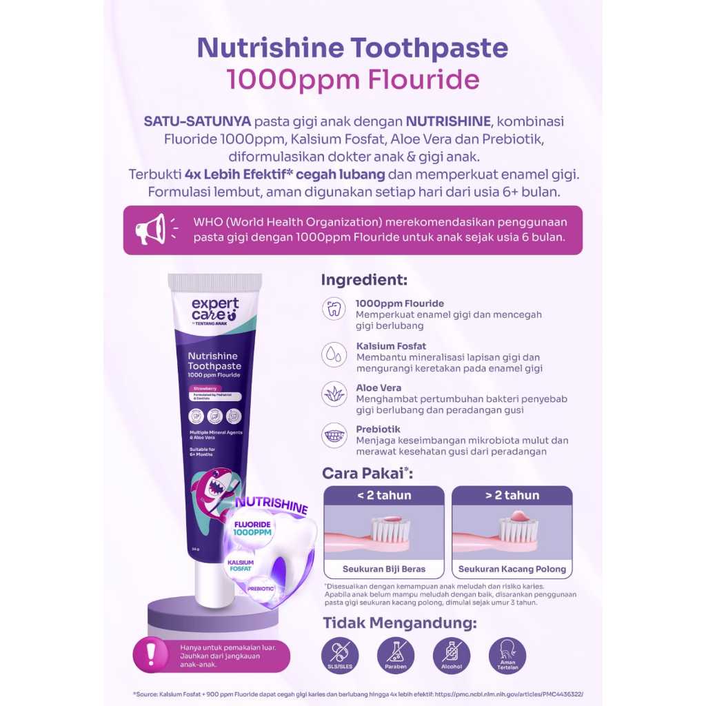 Expert Care Nutrishine Toothpaste / Pasta Gigi Bayi dan Anak Fluoride
