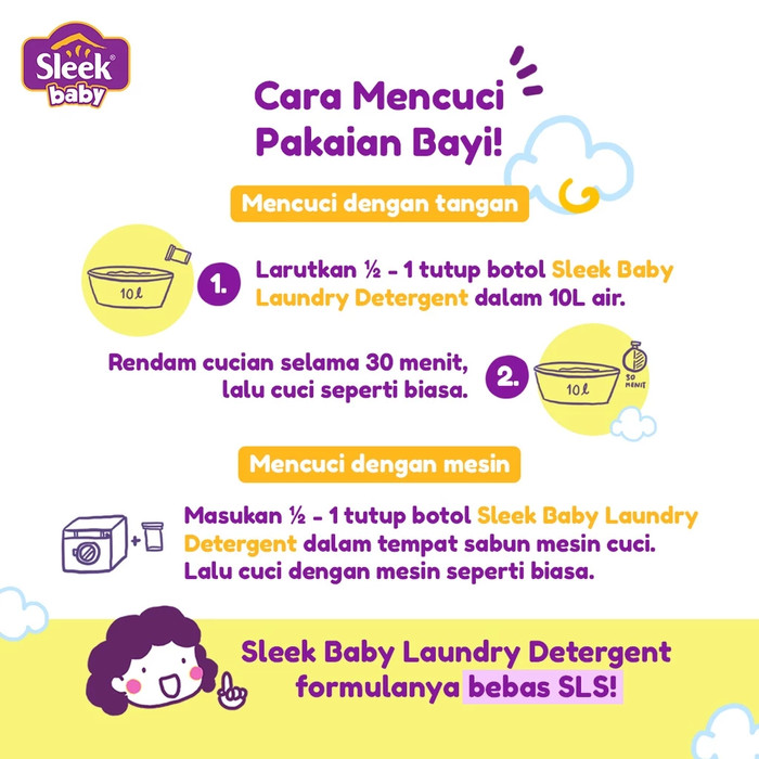 Sleek Baby Laundry Detergent Pouch Jerigen / Deterjen Pakaian Bayi