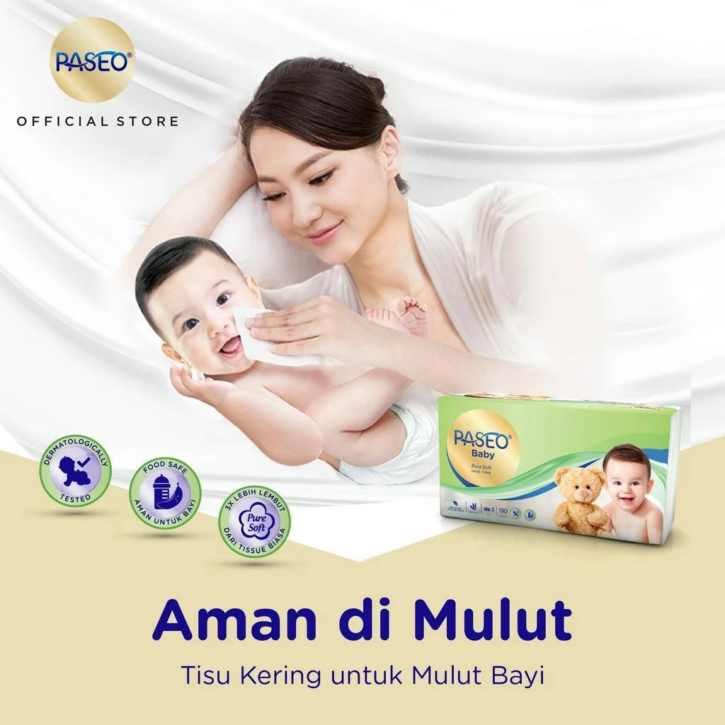 Paseo Baby Pure Soft Tissue 3 Ply / Tisu Bayi Paseo 50S/130S
