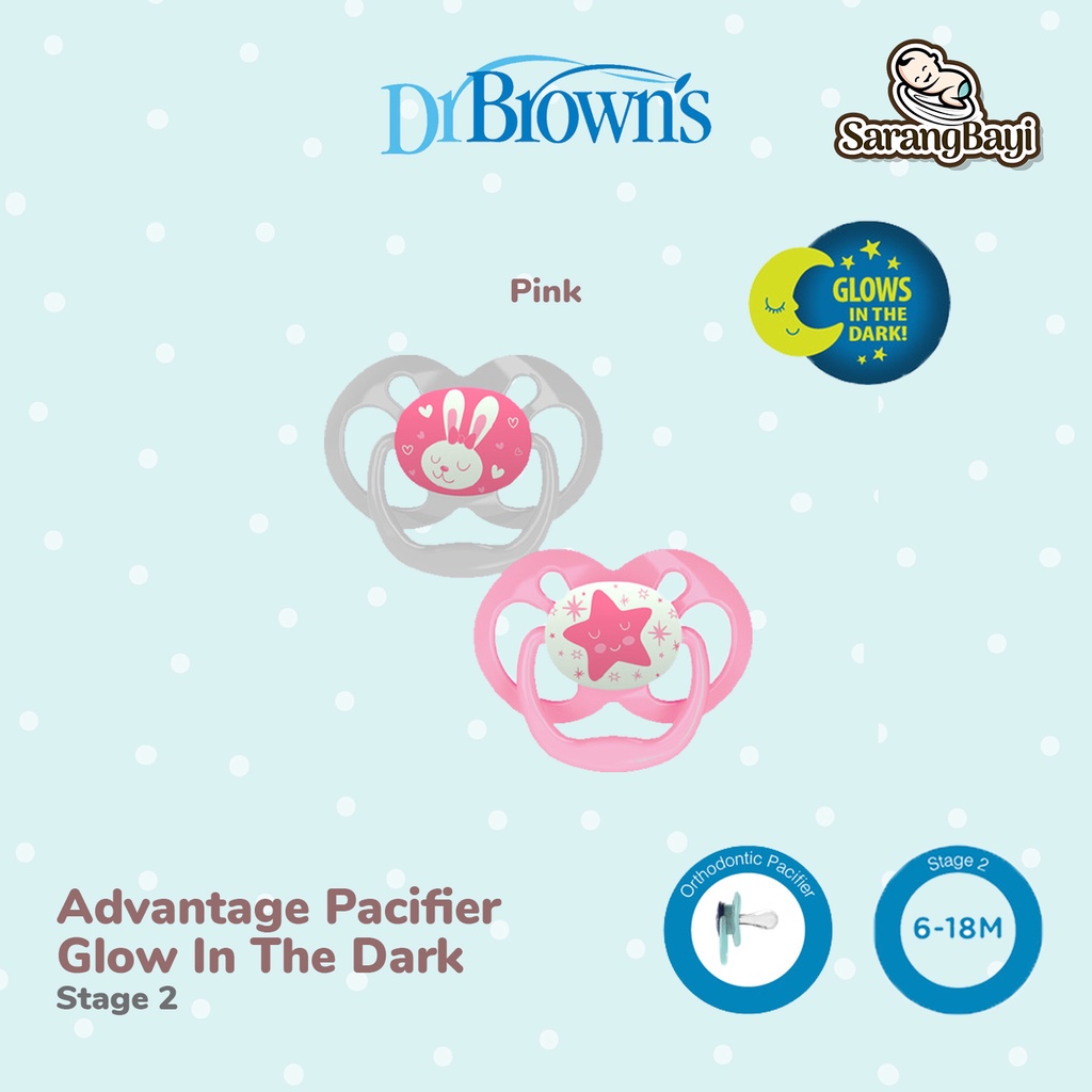 Dr Browns Advantage Pacifier Glow In The Dark Empeng Soother Bayi