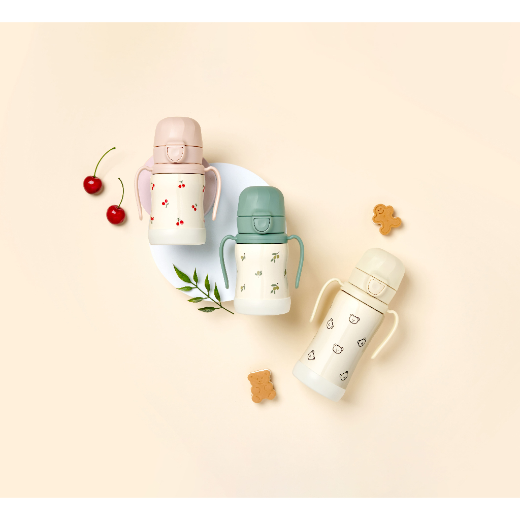 Grosmimi Stainless Straw Cup 200ml / Botol Minum Training Anak Bayi Stainless