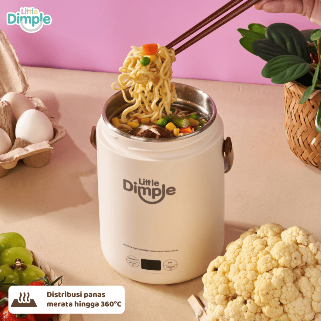 Little Dimple Mini Portable Cooker MEC 838 / Alat Masak Multifungsi Mpasi Bayi | Multicooker Cooker Mini / Electric Kettle / Electric Steamer / Insulated Food Jar / Low Sugar Rice Cooker