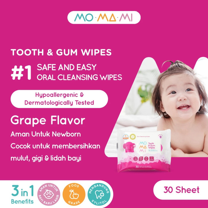 Momami Tooth and Gum Wipes / Tisu Basah Pembersih Gigi dan Gusi Bayi dengan Xylitol