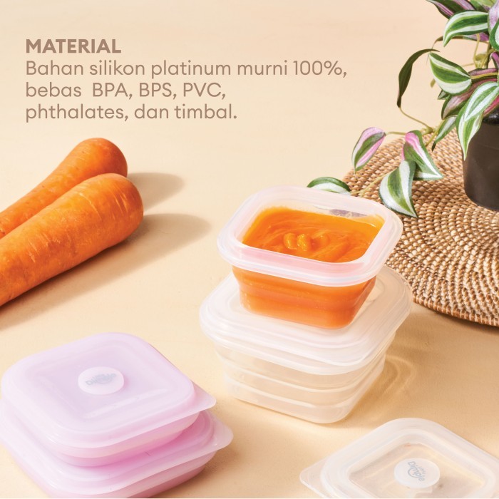 Little Dimple Pack and Fold Collapsible Silicone Food Container / Kotak Wadah Silikon Makan Mpasi Lipat