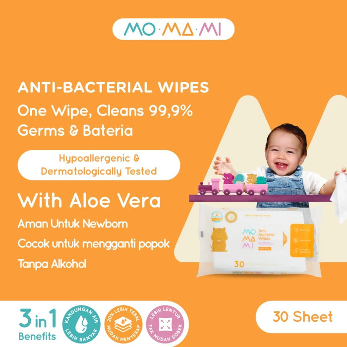 Momami Anti Bacterial Wipes Wet Tissue / Tisu Basah Anti Bakteri Bayi