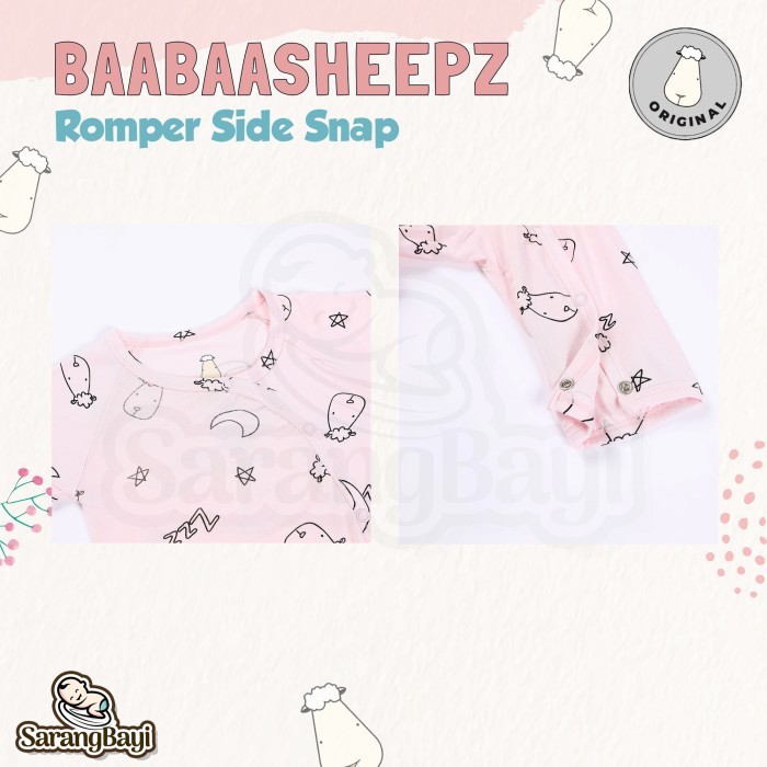 Baabaasheepz Bamboo Romper Side Snap Long Sleeve / Jumper Jumpsuit Lengan Panjang Baju Tidur Bayi