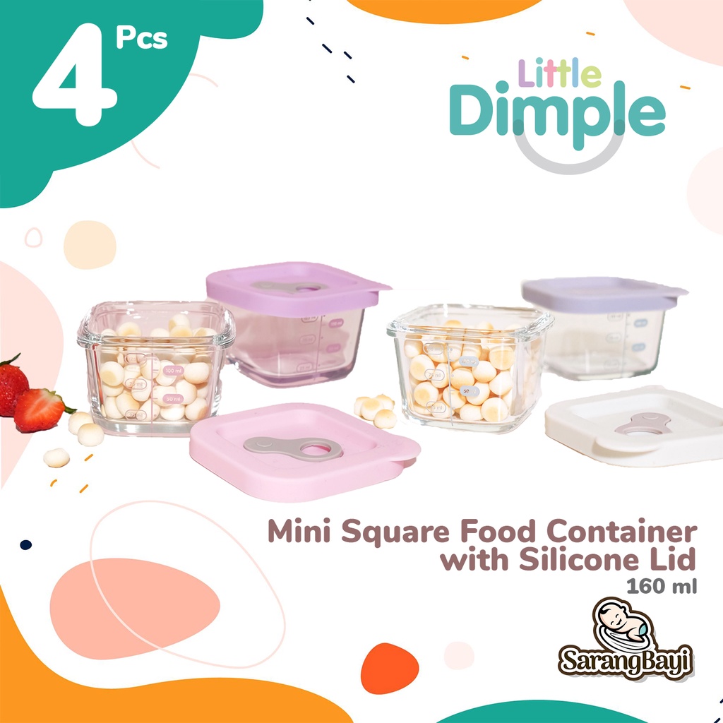 Little Dimple Baby Food Container with Silicone Lid Mpasi Snack Isi 4