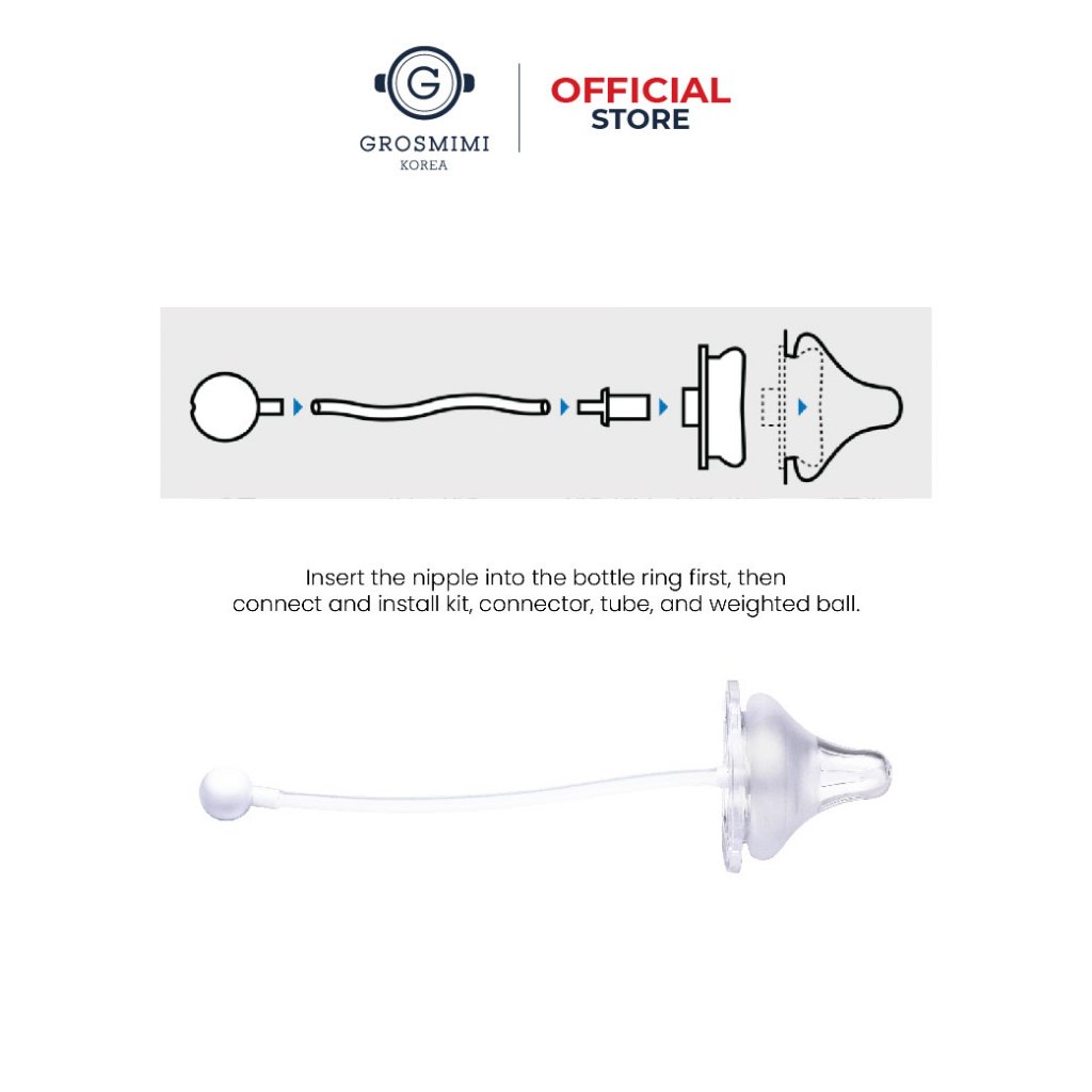 Grosmimi Silicone Teat and Weighted Straw Kit / Dot dengan Pemberat