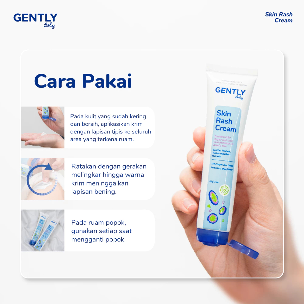 Gently Baby Skin Rash Cream / Krim Ruam Popok Anak Bayi