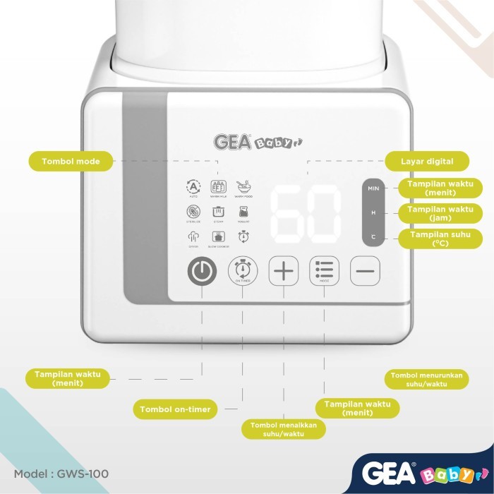 GEA Baby Multifunction Warmer Sterilizer Dryer GWS 100 / Mesin Penghangat Sterilisasi Pengering Multifungsi