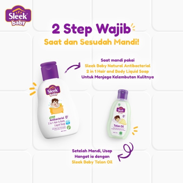Sleek Baby Antibacterial 2 in 1 Hair & Body Liquid Soap / Sabun Shampoo Bayi