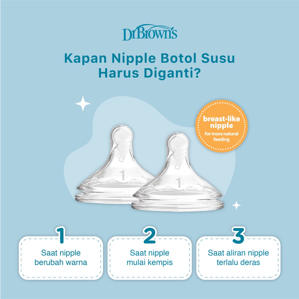 Dr Browns Silicone Wide Neck Options+ Plus Nipple  / Dot Botol Susu Bayi