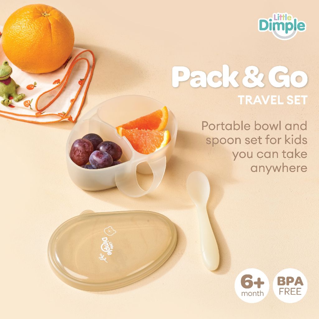 Little Dimple Pack and Go Travel Set / Kotak Makan Snack Anak Bayi Travel