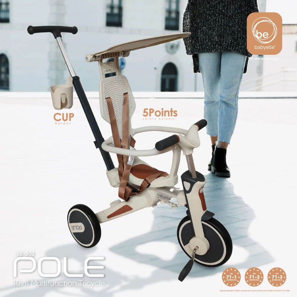 Babyelle Pole 10 in 1 Multifunction Tricycle BE 302 | Sepeda Roda Tiga Multifungsi 10in1