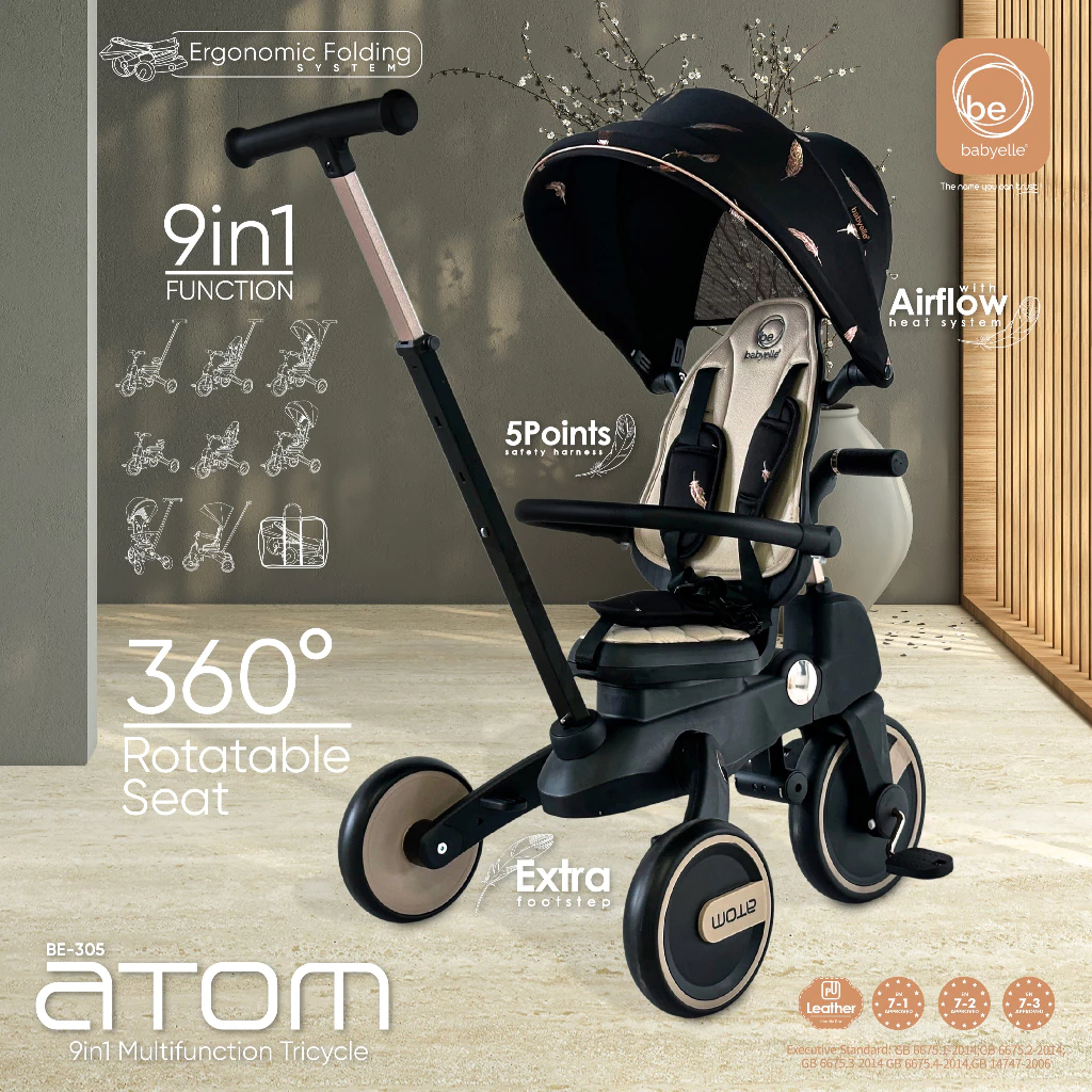 Babyelle Atom 9 in 1 Multifunction Tricycle BE 305 | Sepeda Roda Tiga Multifungsi 9in1