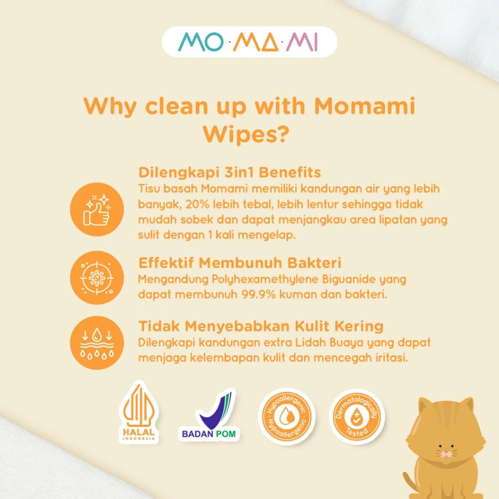 Momami Anti Bacterial Wipes Wet Tissue / Tisu Basah Anti Bakteri Bayi