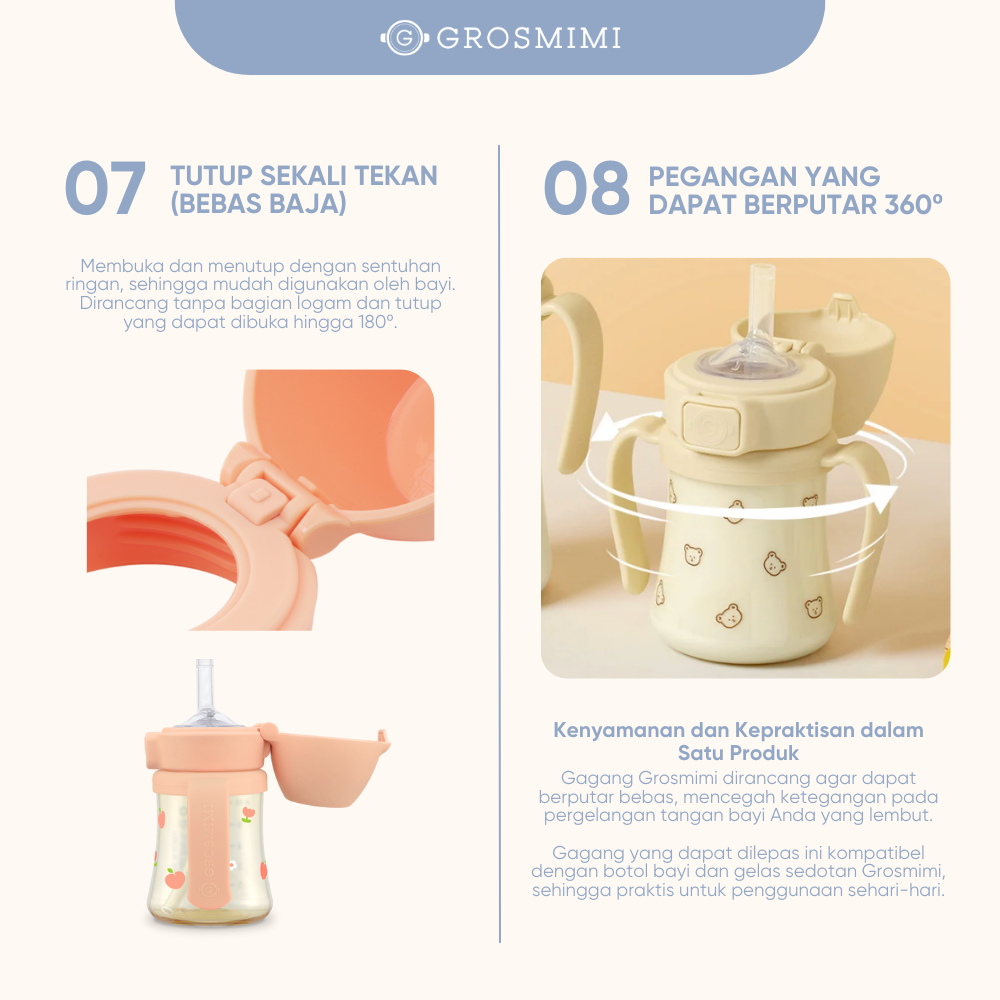 Grosmimi PPSU Straw Cup 300ml / Botol Minum Training Anak Bayi