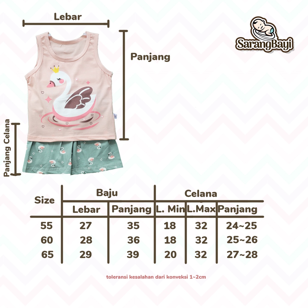 Setelan Baju Kaos Anak Bayi Perempuan Import Gambar Swan Angsa Lucu