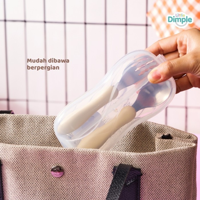 Little Dimple Kids Spoon and Fork Set / Sendok Garpu Makan / Alat Makan Anak