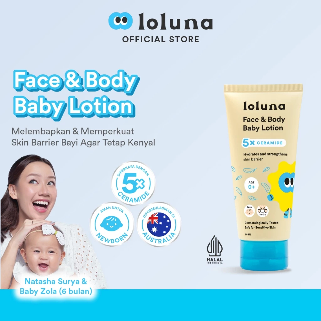 Loluna Face and Body Baby Lotion | Losion Krim Muka dan Kulit Anak Bayi