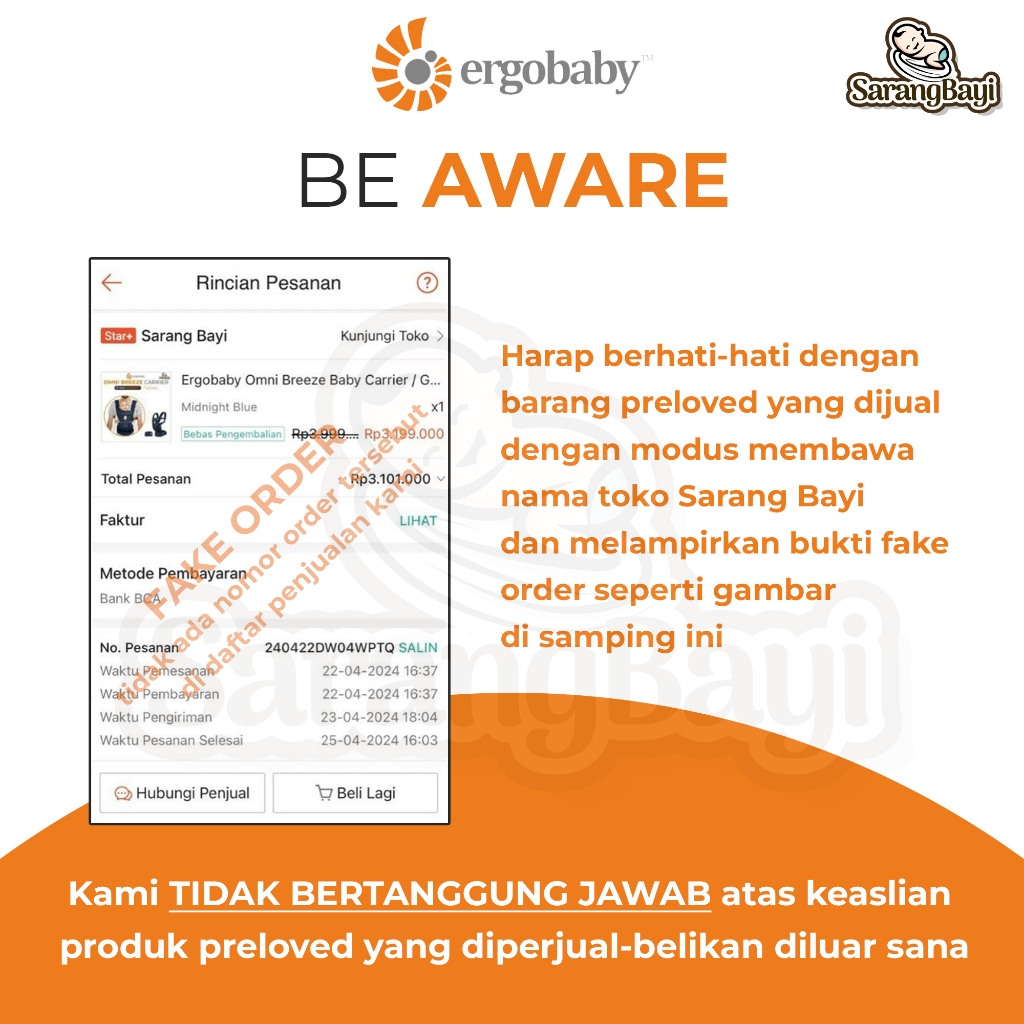 Ergobaby Alta Hip Seat Baby Carrier / Gendongan Bayi