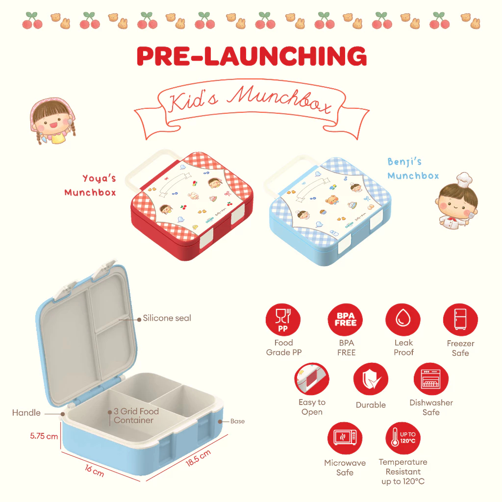 Little Dimple x Sally Piper Kids Munch Box / Lunch Box Leak Proof / Snack Box / Kotak Bekal Anak Sekolah Anti Bocor