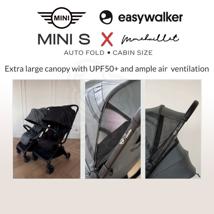 Easywalker Mini S Mmehuillet / Rockey S Autofold Cabin Size Stroller | Picadilly Black Sutton Peanuts Snoopy Grey Candy Pink
