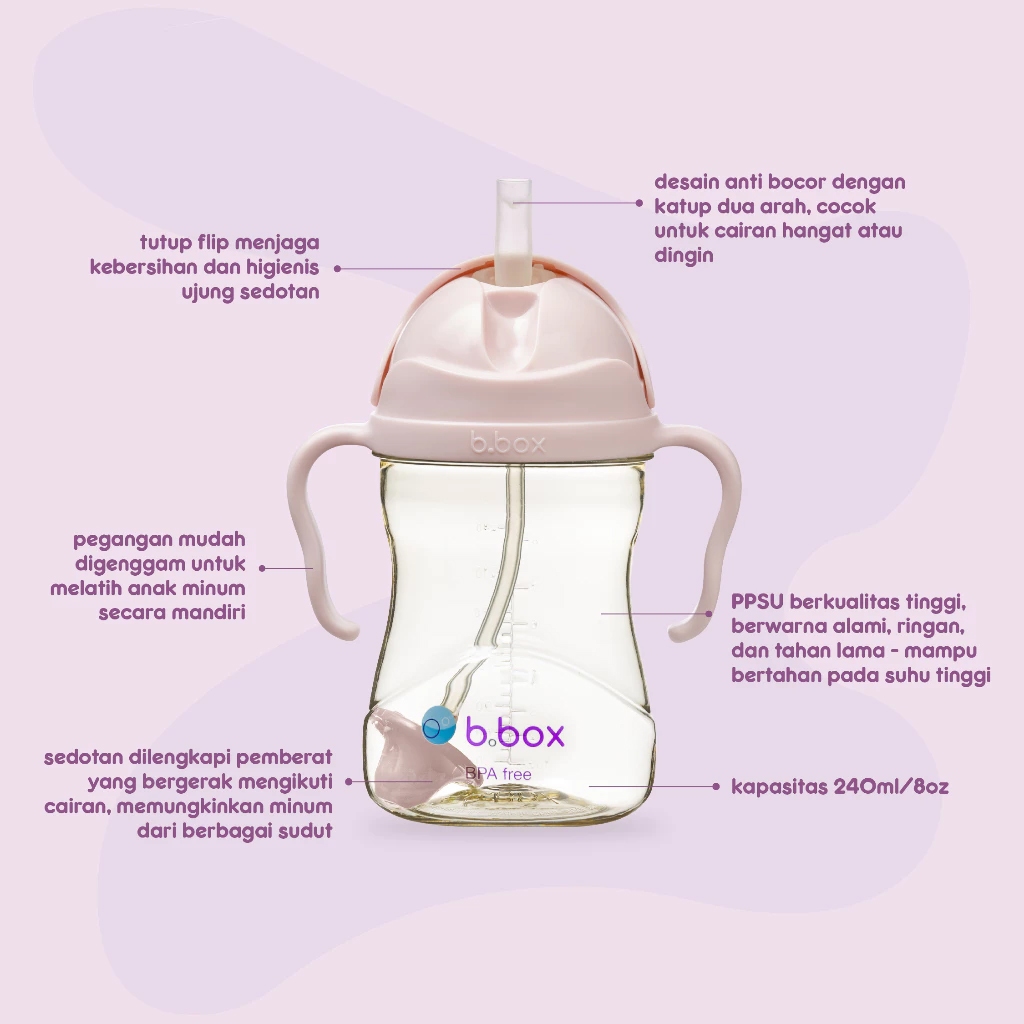 Bbox Sippy Cup PPSU / Weighted Straw Cup | Botol Minum Sedotan dengan Pemberat